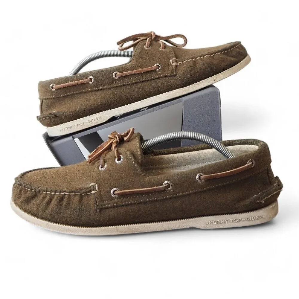 Sperry Wool Authentic Original Boat‎ Shoes Olive Green 0281295 Men's 11.5M